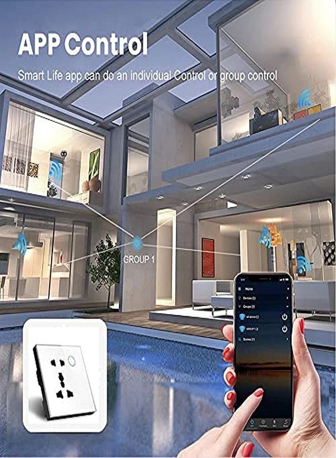 Protium WiFi Smart Wall Socket Compatible with Alexa, Google Home, and Smart Life App (5 Hole, Type D, White) - Image 5